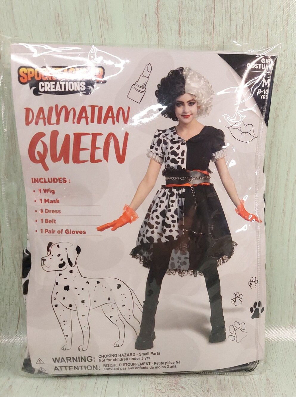 Dalmation Queen Girls Costume Sz M 8-10yrs